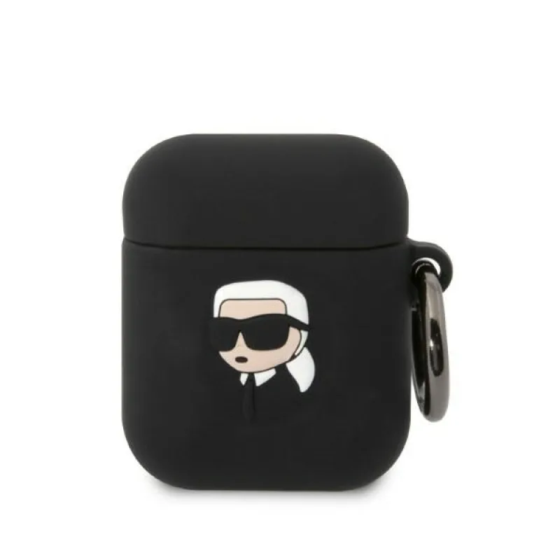 Karl Lagerfeld KLA2RUNIKK AirPods 1/2 kryt čierny/čierny silikónový Karl Head 3D
