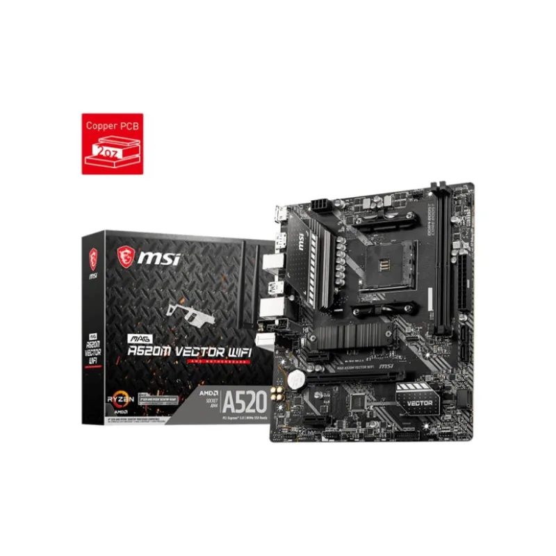 MSI MB Sc AM4 MAG A520M VECTOR WIFI, AMD A520, 2x DDR4, WiFi, 1x DP, …