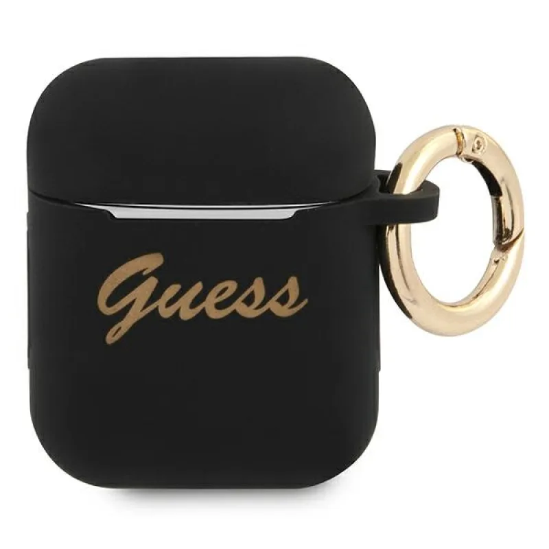 Guess GUA2SSSK kryt AirPods black/black Silicone Vintage Script