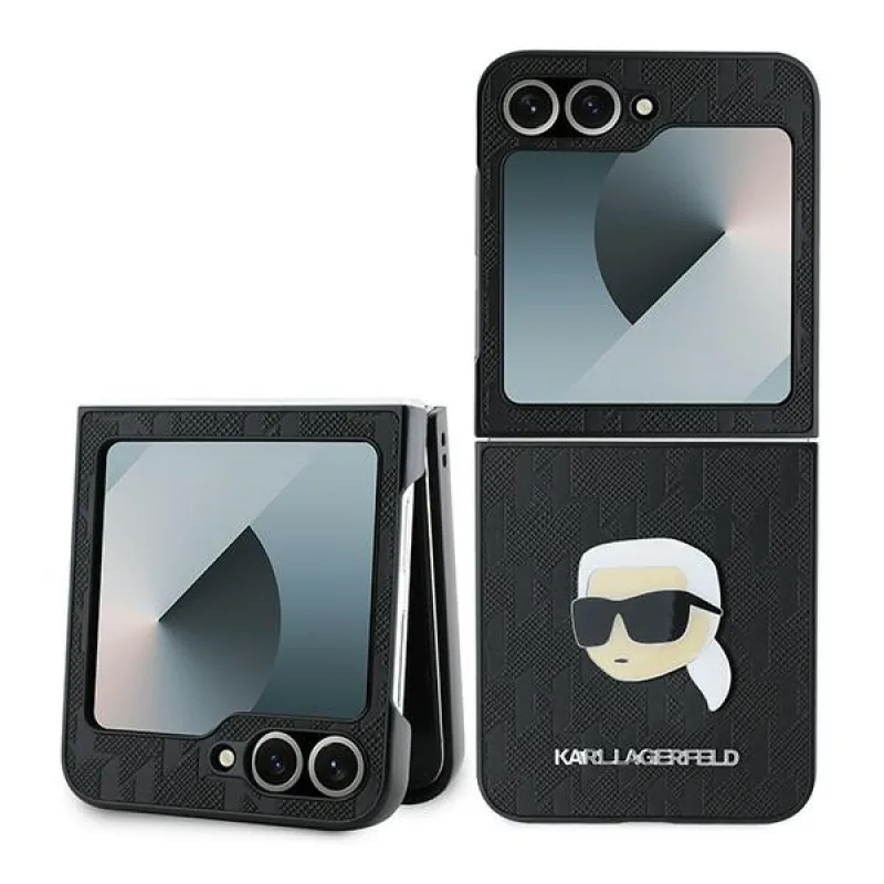 Puzdro Karl Lagerfeld Saffiano Monogram pre Samsung Galaxy Z Flip 6 – čierne
