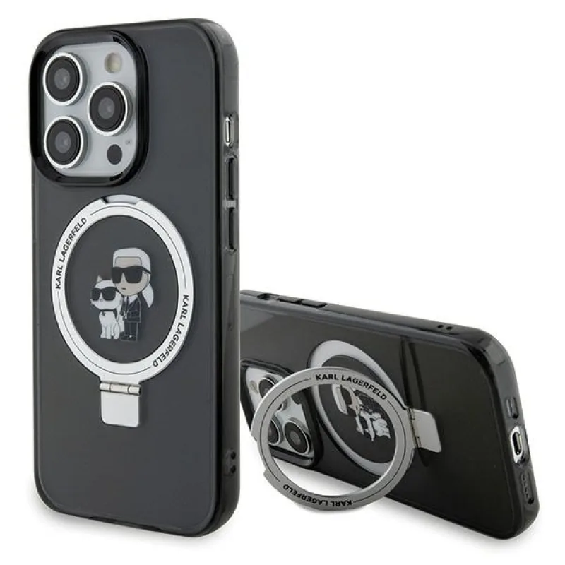 Karl Lagerfeld KLHMP15XHMRSKCK iPhone 15 Pro Max 6,7" čierne/čierne pevné puzdro Ring Stand Karl&Choupette MagSafe