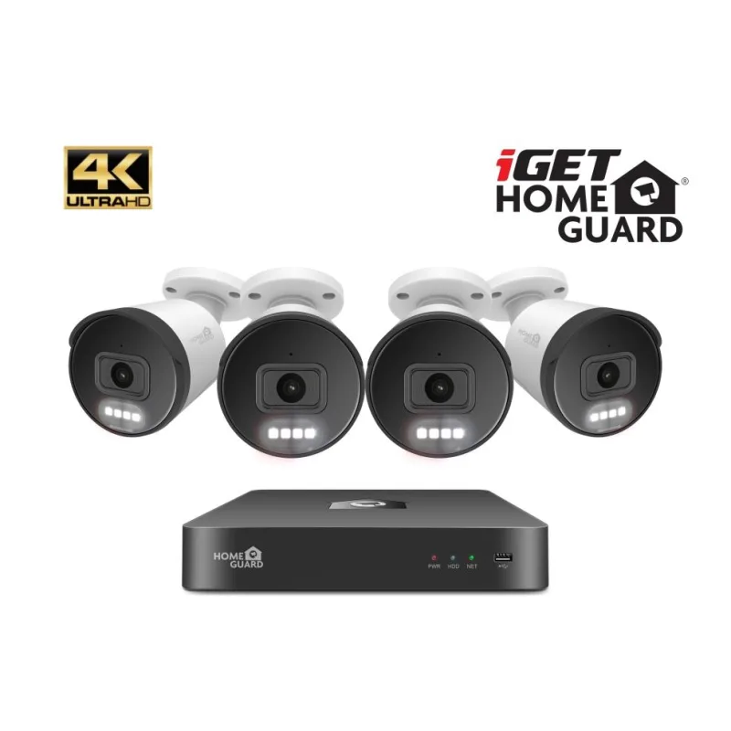iGET HGNVK88504 - Kamerový UltraHD 4K PoE set, 8CH NVR + 4x IP 4K kamera,…