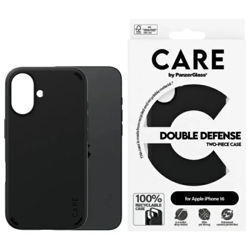 CARE by PanzerGlass Feature Double Defense Case pre iPhone 16 - čierne