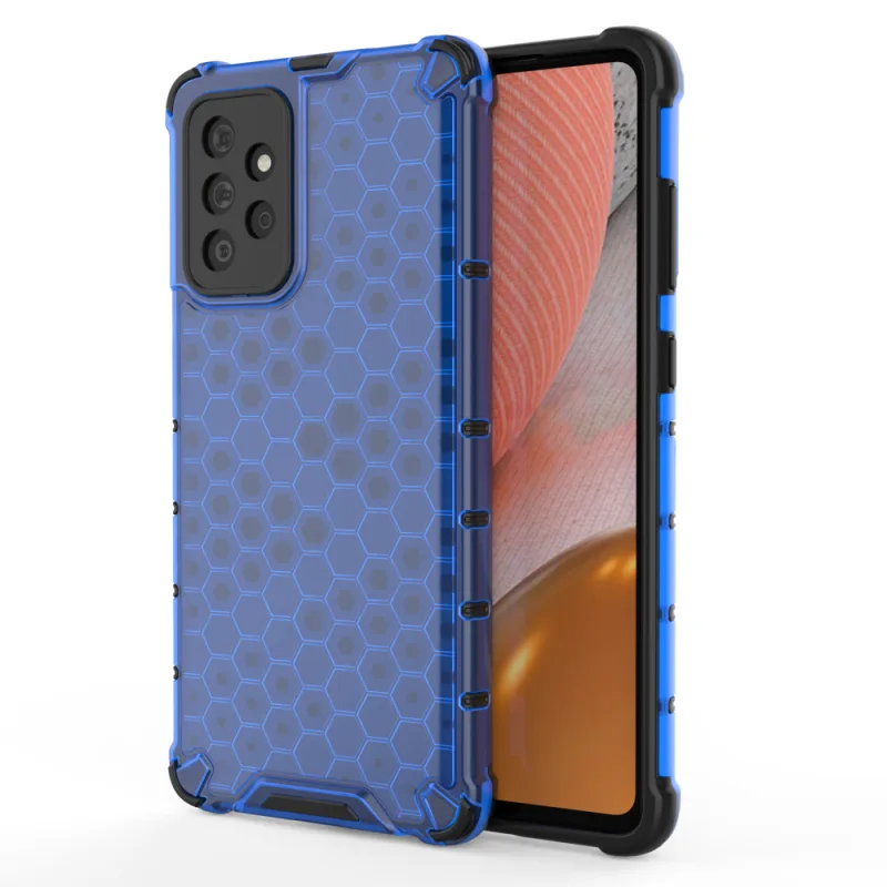 Pancierový kryt Honeycomb Case s TPU Bumper pre Samsung Galaxy A72 4G modrý