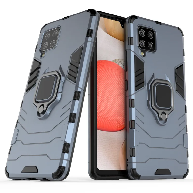 Ring Armor Case Kickstand Tough Rugged Cover pre Samsung Galaxy A42 5G modrý