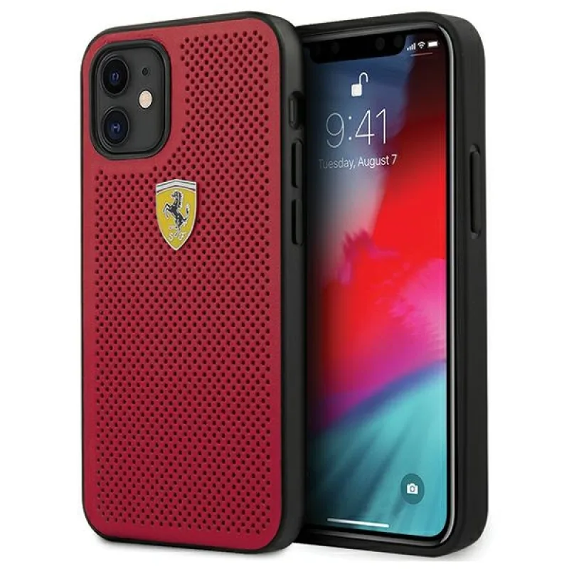 Ferrari FESPEHCP12SRE iPhone 12 mini 5,4" červený/červený pevný obal On Track Perforated