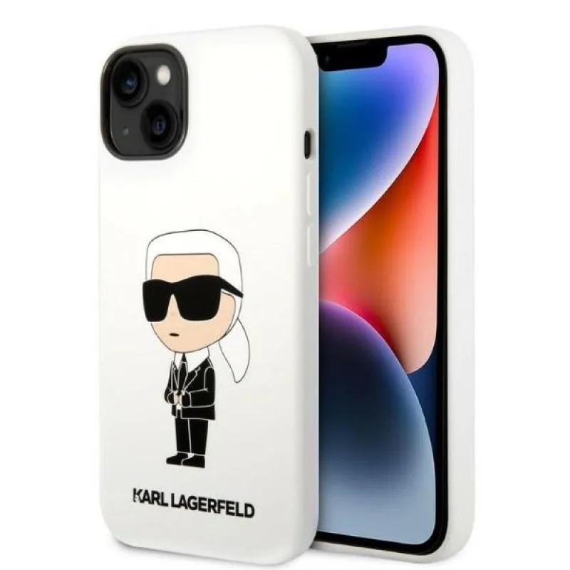 Karl Lagerfeld KLHCP14MSNIKBCH Pevné puzdro iPhone 14 Plus 6,7" bielo/biele silikónové Ikonik