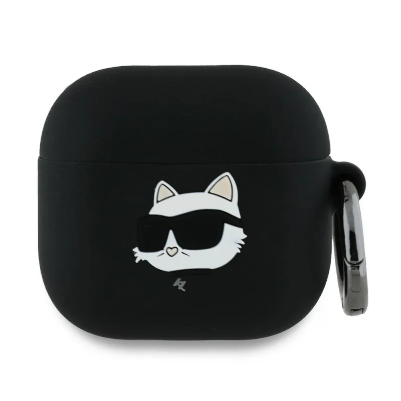Karl Lagerfeld silikónové puzdro Choupette Head 3D Case pre AirPods 4 - čierne