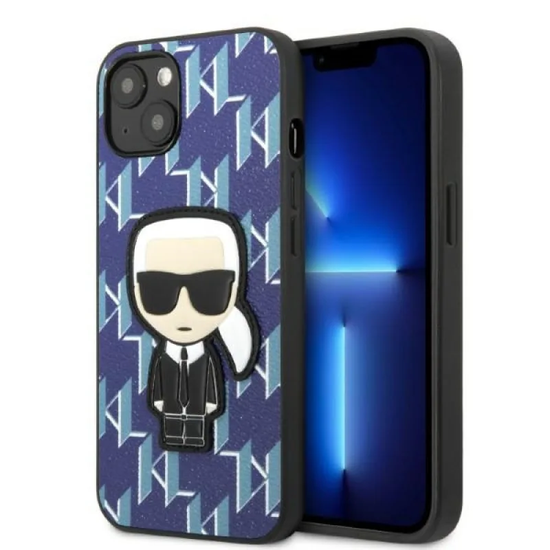 Karl Lagerfeld KLHCP13SPMNIKBL pevný obal na iPhone 13 mini 5,4" modro/modrý Monogram Ikonik Patch