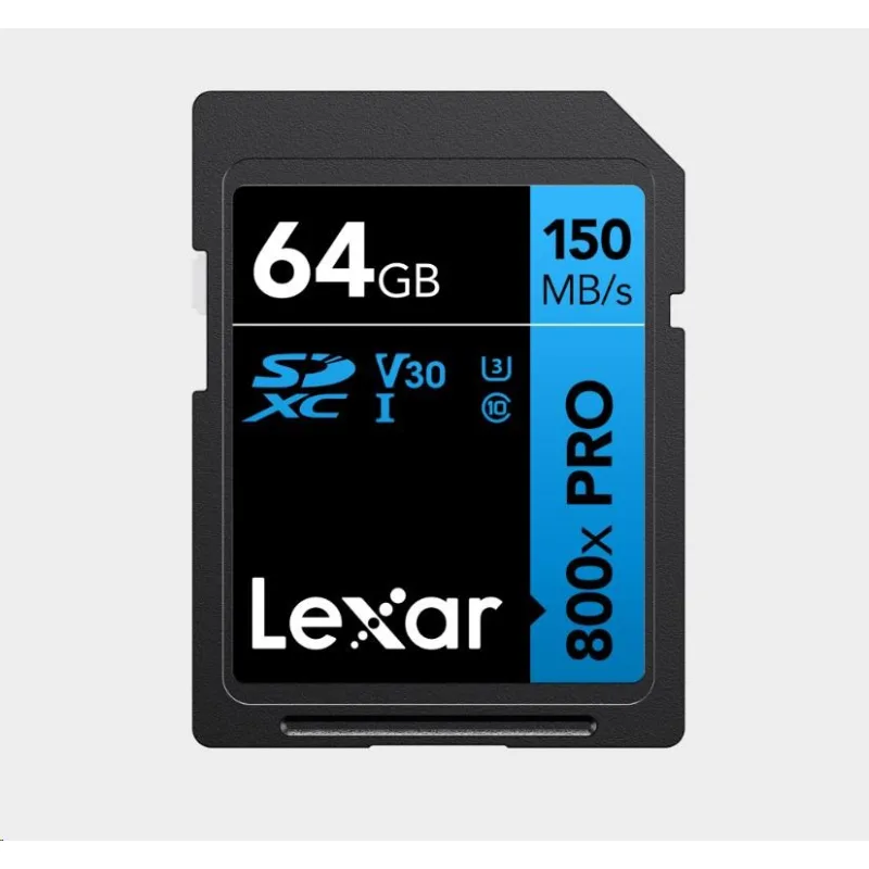 Lexar SDXC 800x Pro UHS-I cards, C10 (V30) U3, R150, 64GB LSD0800P064G…