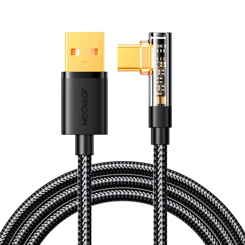 Herný kábel Joyroom S-UC027A6 USB-C (uhlový) / USB-A (priamy) 3A 1,2 m - čierny