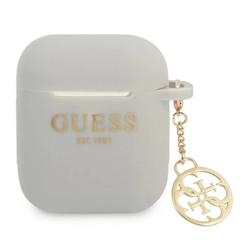 Guess GUA2LSC4EG kryt AirPods sivý/sivý Silicone Charm 4G Collection