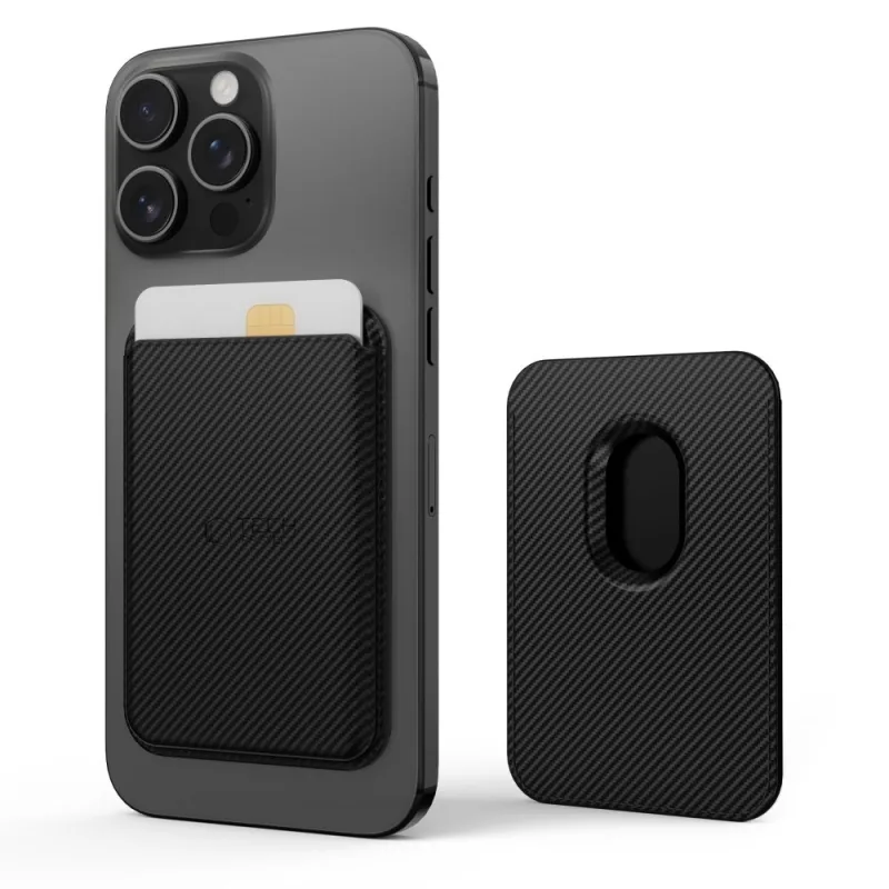 Puzdro Tech-Protect MagWallet Magsafe s univerzálnou magnetickou kartou alebo držiakom na dokumenty - čierne