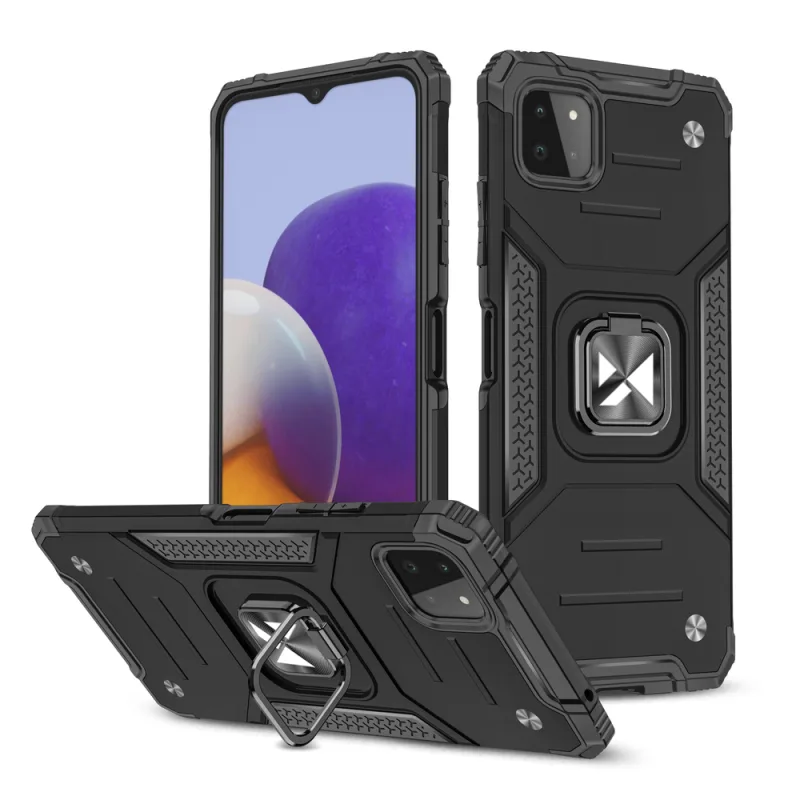 Wozinsky Ring Armor Case Kickstand Pevný odolný kryt pre Samsung Galaxy A22 4G čierny