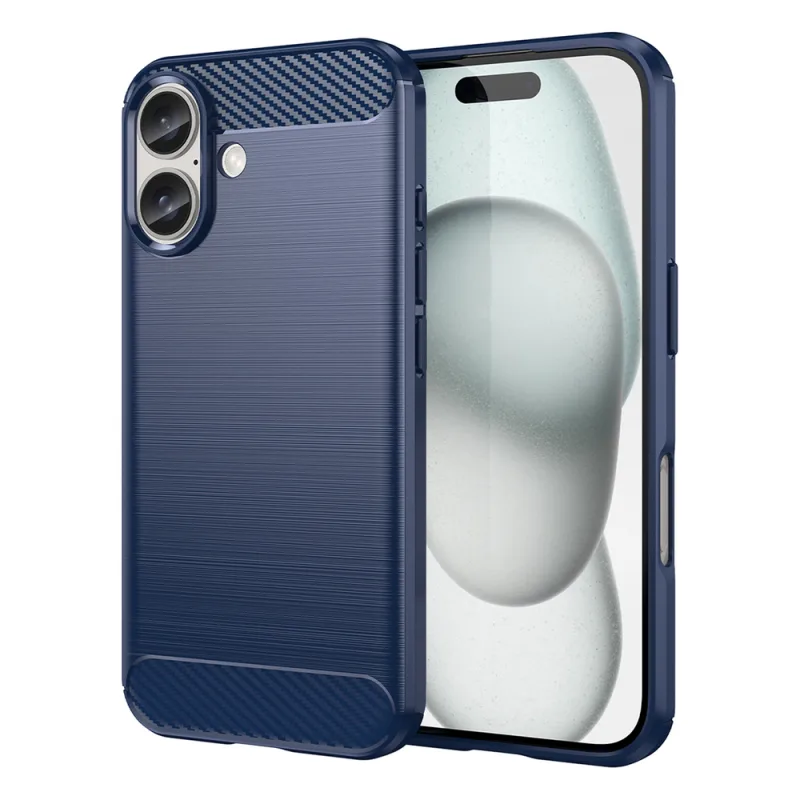 Carbon Case for iPhone 16 Silicone Case - Blue