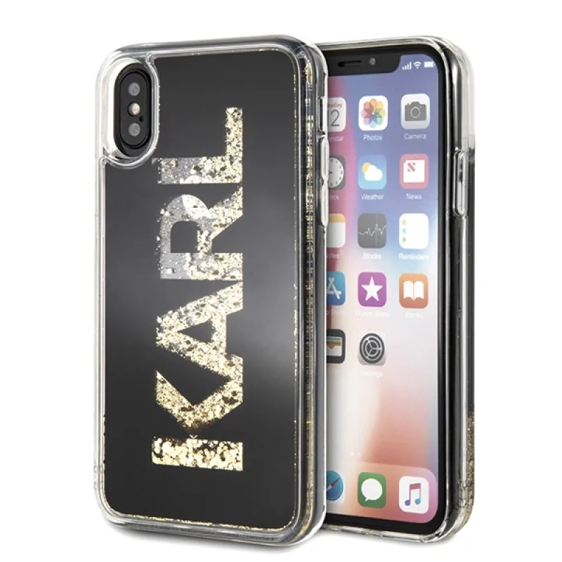 Karl Lagerfeld Karl Logo trblietavé puzdro na iPhone X/Xs – čierne
