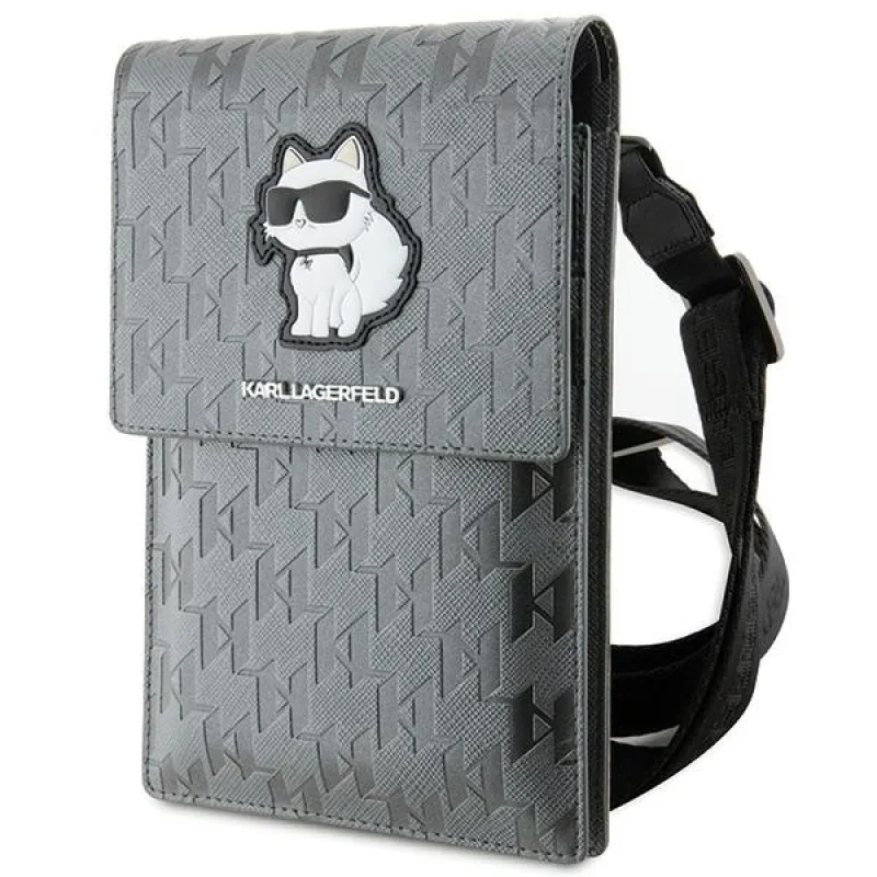 Karl Lagerfeld Case Kabelka KLWBSAKHPCG - Silver Saffiano Monogram Choupette