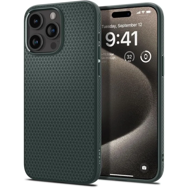 Puzdro Spigen Liquid Air na iPhone 15 Pro Max – tmavo zelené