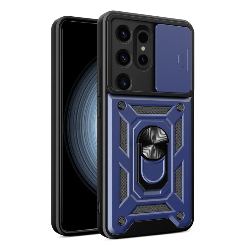 Kryt Hybrid Armor Camshield pre Samsung Galaxy S24 Ultra obrnený s krytom fotoaparátu - modrý