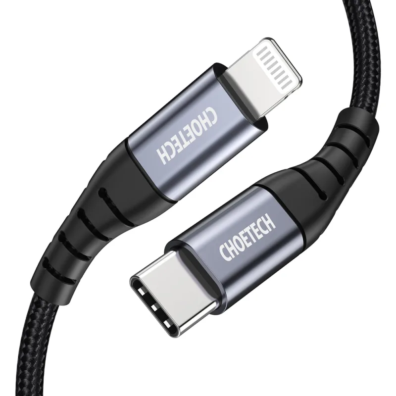 Choetech IP0041 USB-C / Lightning MFi 480Mb/s 3A 2 m kábel - čierny
