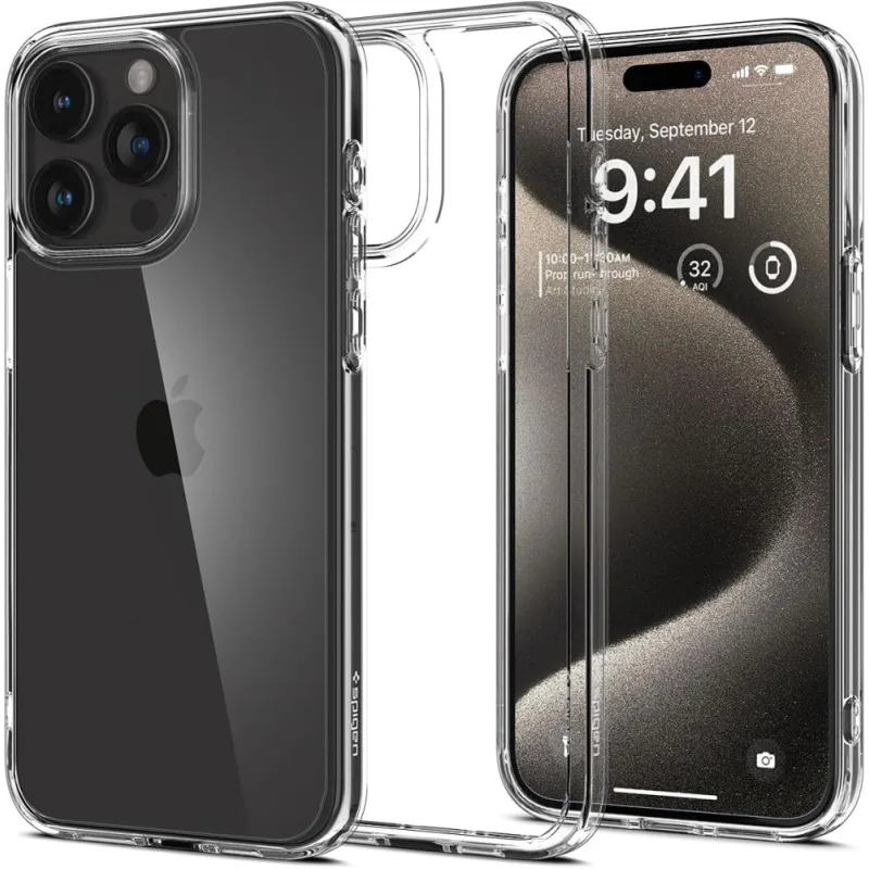Kryt Spigen Ultra Hybrid Case pre iPhone 15 Pro Max – priehľadný
