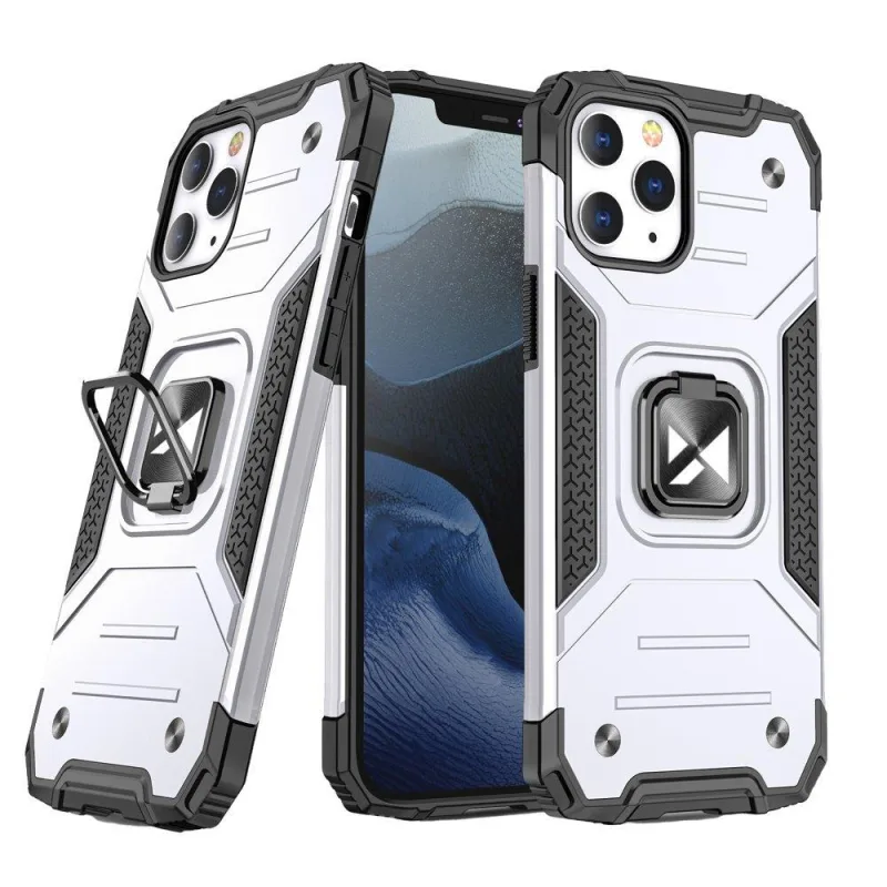 Wozinsky Ring Armor Case Kickstand Tough Rugged Cover pre iPhone 13 mini strieborný