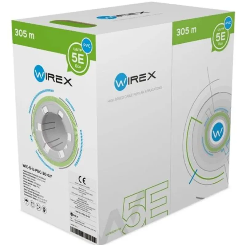 WIREX Instalační kabel CAT5E U/UTP PVC / ECA 305m box šedý WIC-5-U-PEC-30…