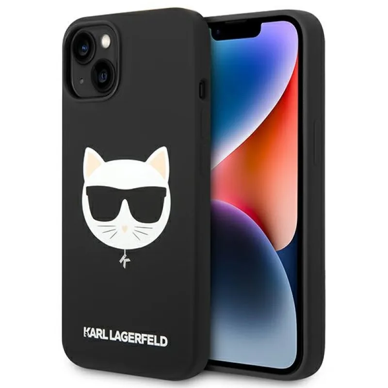 Karl Lagerfeld KLHMP14MSLCHBK iPhone 14 Plus 6,7 "pevné puzdro čierno/čierne Silikónová hlava Choupette Magsafe