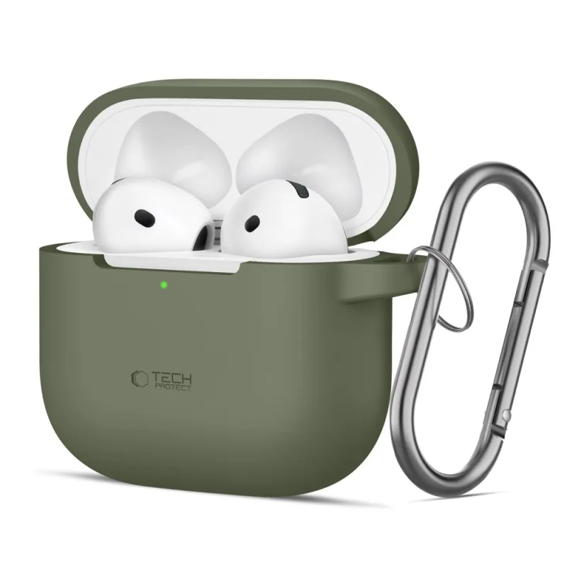 Silikónové háčikové puzdro Tech-Protect pre AirPods 4 – zelené