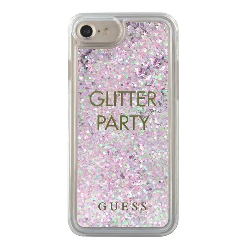 Guess GUHCP7GLUQPU iPhone 6/7/8 /SE 2020 / SE 2022 fialové/fialové pevné puzdro Liquid Glitter Party
