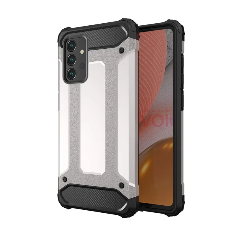 Kryt Hybrid Armor Case Tough Rugged Cover pre Samsung Galaxy A72 4G strieborný