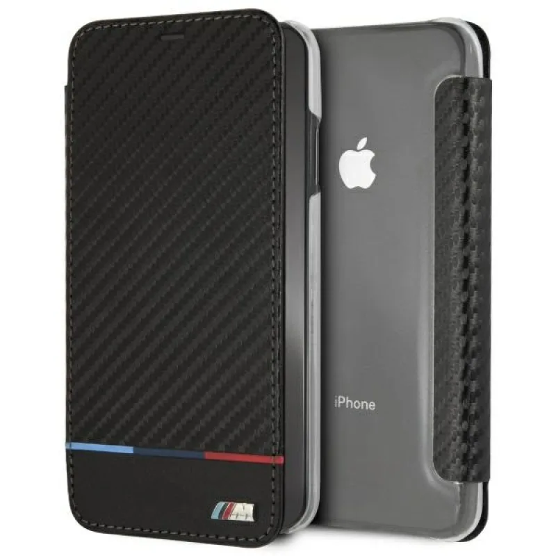 Kryt BMW Carbon Tricolor Stripe iPhone XS Max – čierny