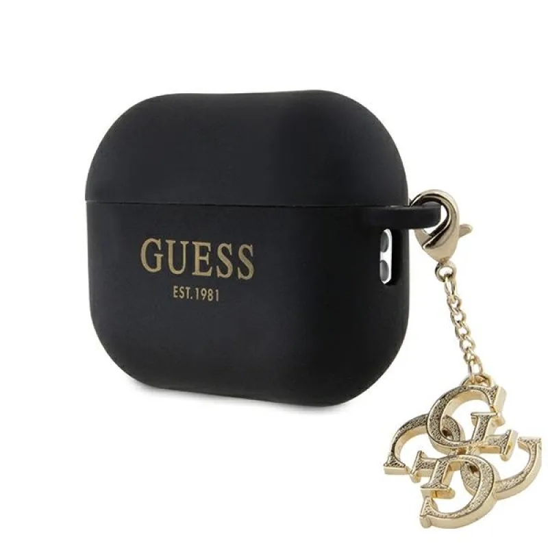 Guess GUAP2LECG4K puzdro na kryt AirPods Pro 2 - čierne Liquid Silicone Glitter Triangle Charm