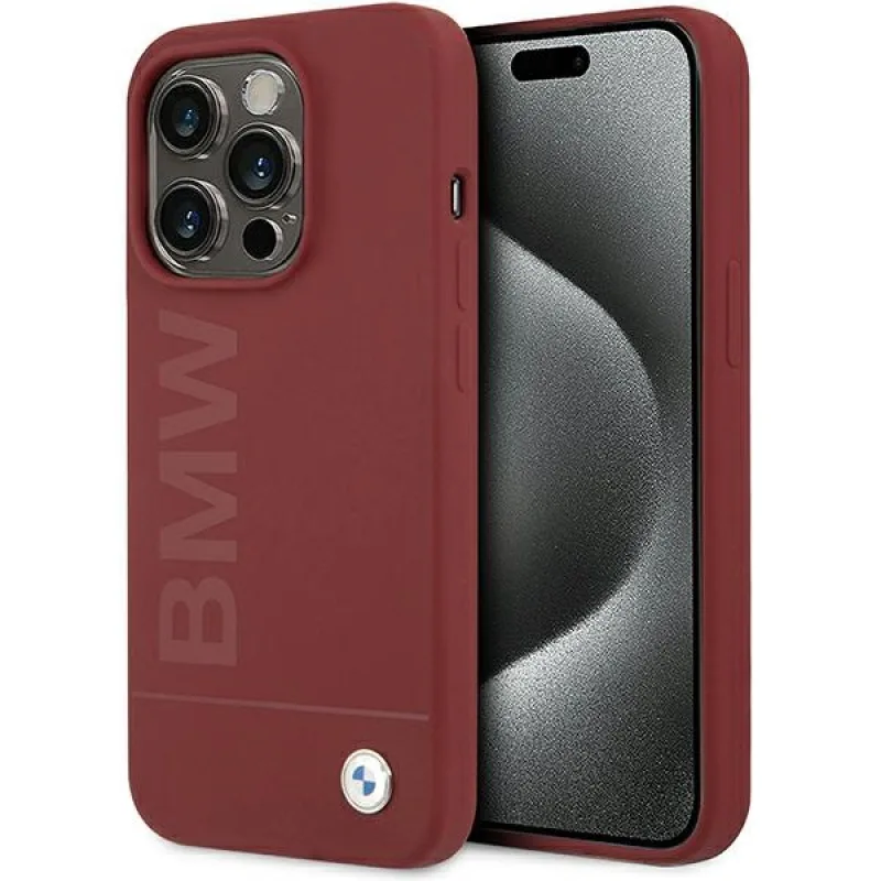 BMW Silicone Big Logo MagSafe puzdro pre iPhone 15 Pro - červené