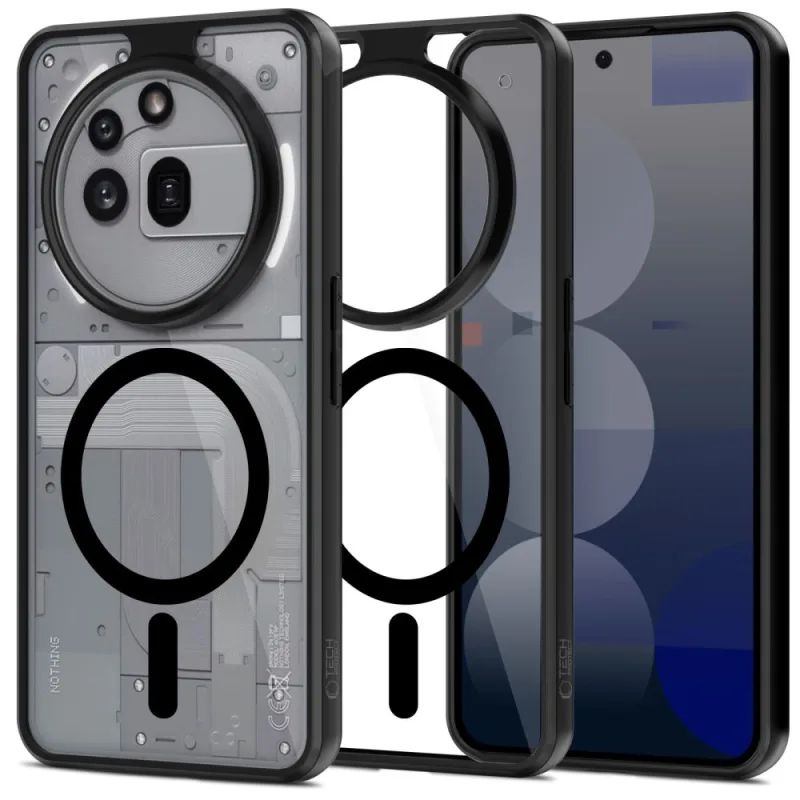 Puzdro Tech-Protect MagMat MagSafe for Nothing Phone 3A Pro – priehľadné čierne