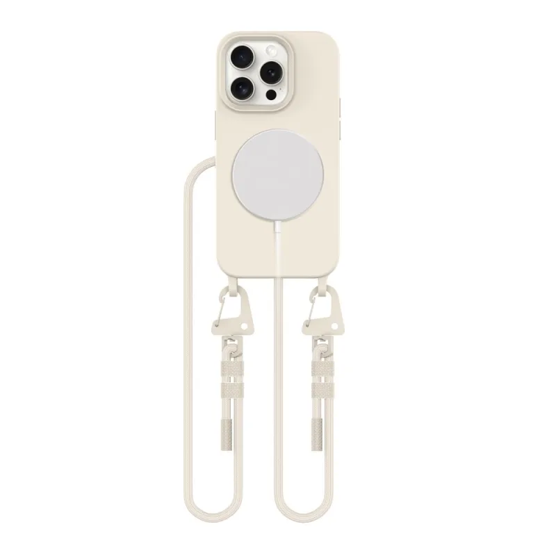 Puzdro Tech-Protect MagNecklace MagSafe iPhone 15 Pro – béžové