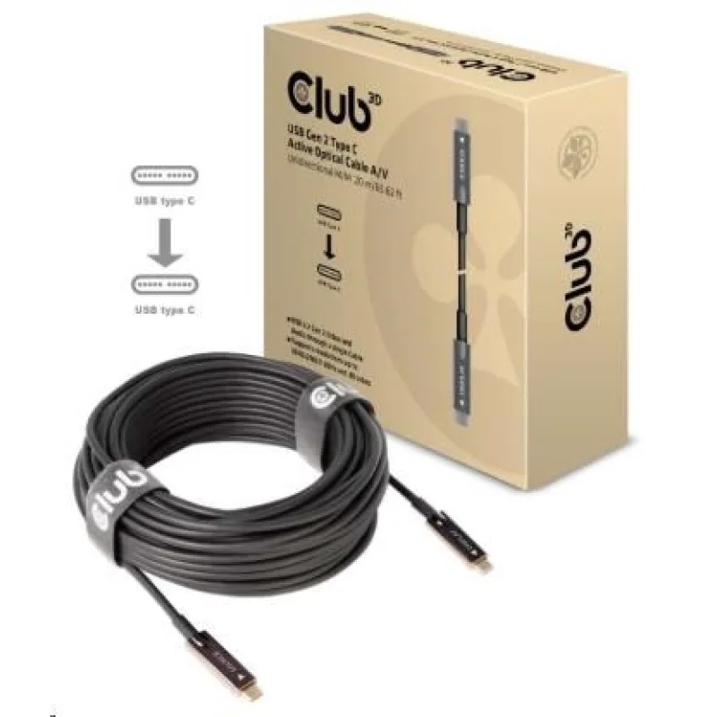 Kábel USB Club3D 3.2 Typ C Gen2, aktívny, (M/ M), 20 m, optický, …