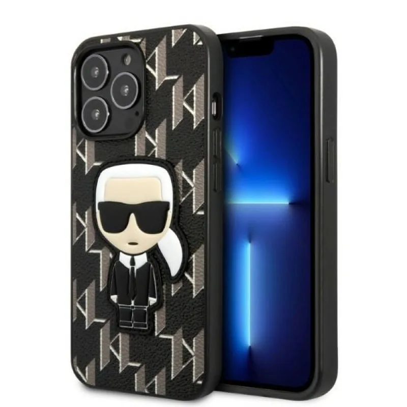 Karl Lagerfeld KLHCP13LPMNIKBK iPhone 13 Pro / 13 6,1" pevné puzdro čierno/čierny Monogram Ikonik Patch