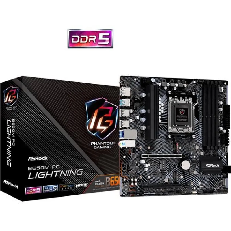 ASRock MB Sc AM5 B650M PG LIGHTNING, AMD B650, 4xDDR5, 1xDP, 1xHDMI, …