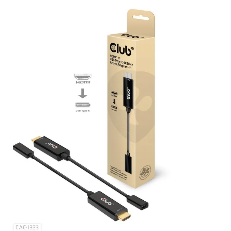 Club3D Aktívny adaptér HDMI na USB-C, 4K60Hz, M/ F CAC-1333