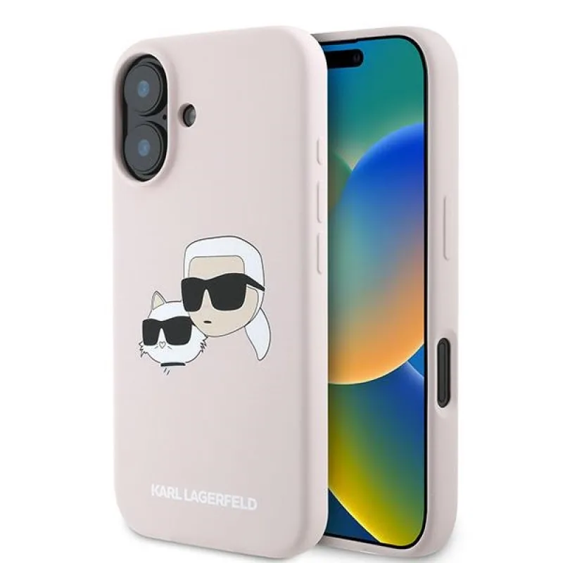 Karl Lagerfeld silikónové puzdro Nauble Heads Print MagSafe Case pre iPhone 16 Plus – ružové