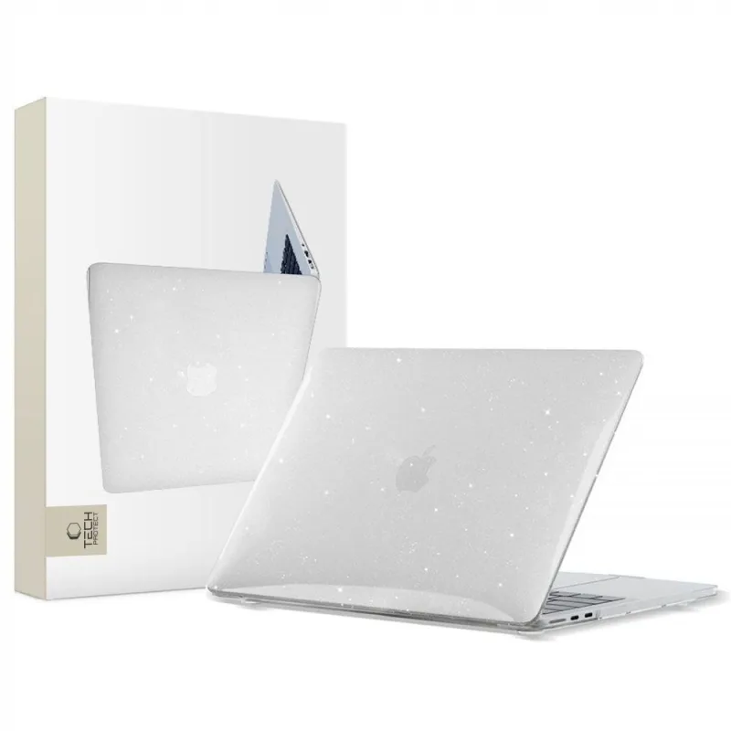 Puzdro Tech-Protect SmartShell pre MacBook Air 13" M2 / M3 / 2022-2024 – číre trblietavé