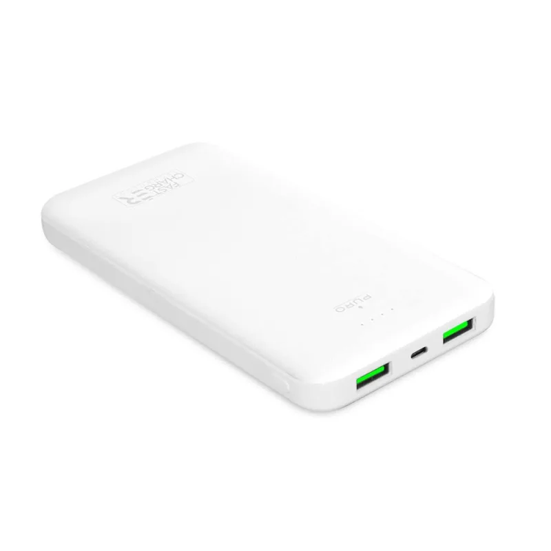 Powerbanka Puro White 10000mAh 12W 2xUSB-A + USB-C - biela