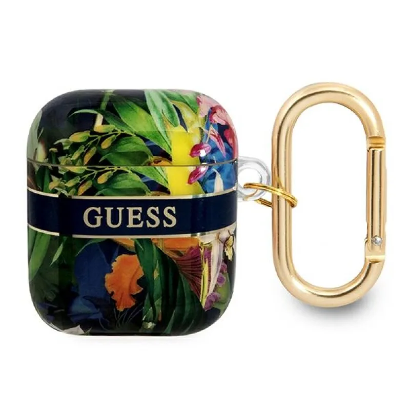 Guess GUA2HHFLB kryt AirPods blue/blue Flower Strap Collection