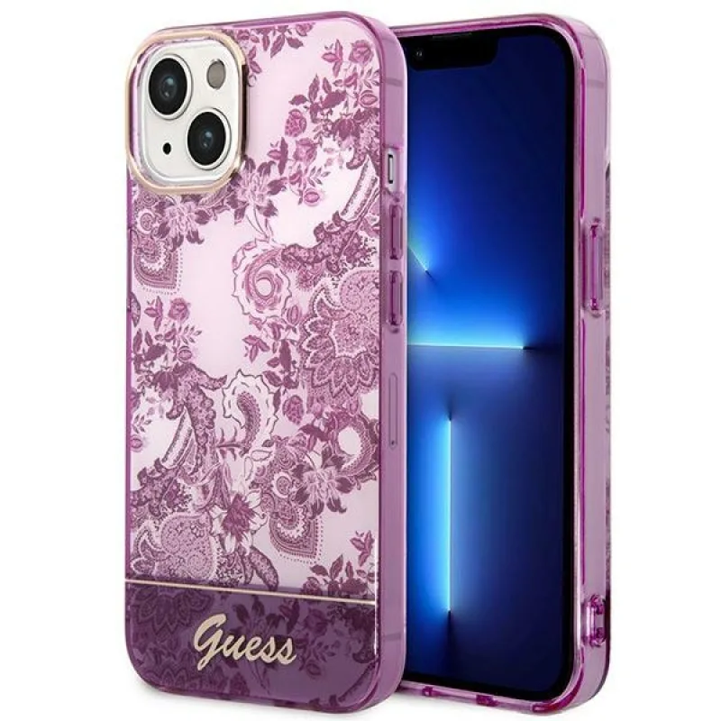 Pevné puzdro Guess GUHCP14MHGPLHF na iPhone 14 Plus 6,7" fuchsiová/fuschia porcelánová kolekcia