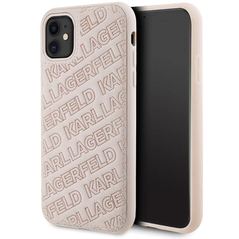 Obal Karl Lagerfeld Quilted K Pattern pre iPhone 11 / Xr - ružový