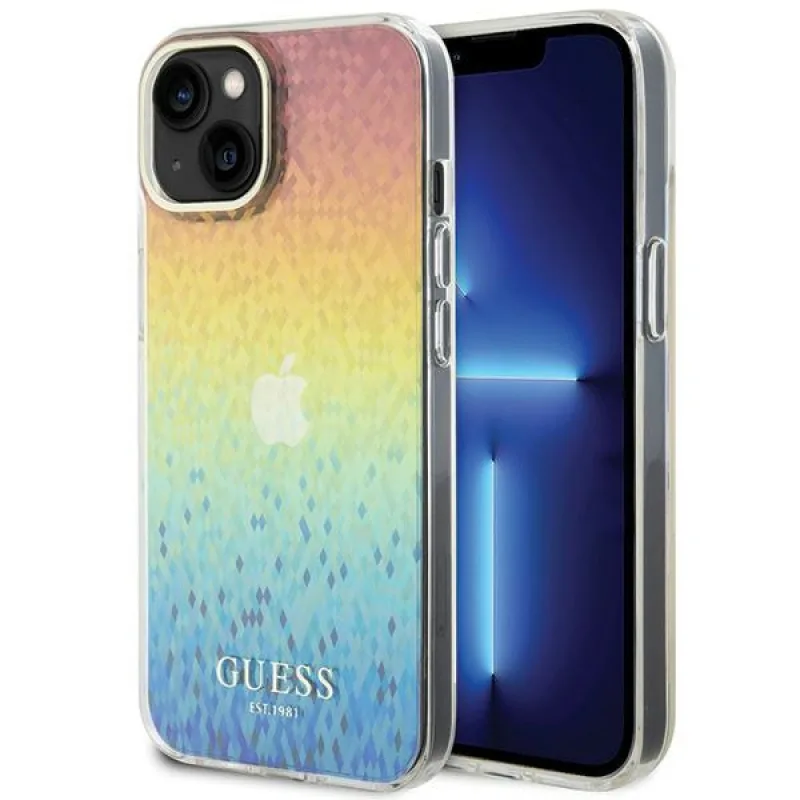Guess IML Faceted Mirror Disco Iridescent puzdro pre iPhone 15 - viacfarebné