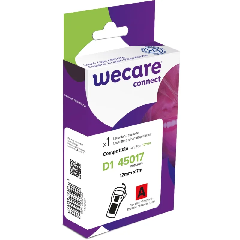 WECARE ARMOR páska kompatibilná s DYMO S0720570, Black/ Red, 12MM*7M…