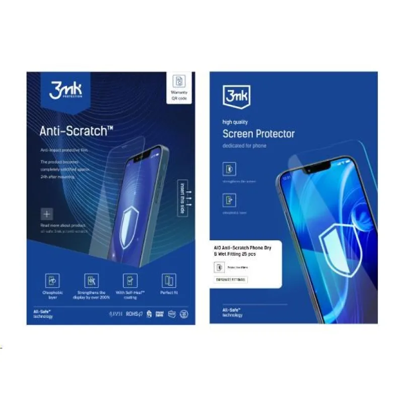 3mk All-Safe - AIO fólie Anti-Scratch Dry & Wet Fitting Phone, 25 ks…