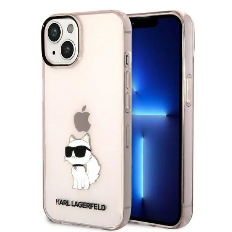 Kryt Karl Lagerfeld Ikonik Choupette pre iPhone 14 - ružový
